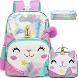 Meetbelify Cute Purple Backpack Set for Primary School Girls Girls Purple Backpack & Pencil Case Set, Fashion Design