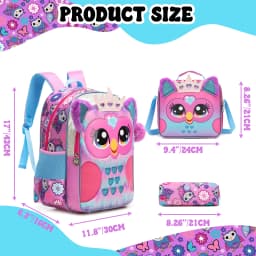 Meetbelify Cute Purple Backpack Set for Primary School Girls Girls Purple Backpack & Pencil Case Set, Fashion Design