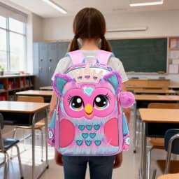 Meetbelify Cute Purple Backpack Set for Primary School Girls Girls Purple Backpack & Pencil Case Set, Fashion Design