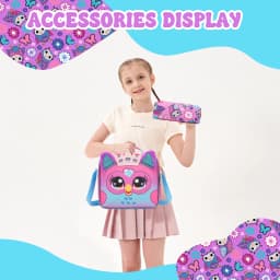 Meetbelify Cute Purple Backpack Set for Primary School Girls Girls Purple Backpack & Pencil Case Set, Fashion Design