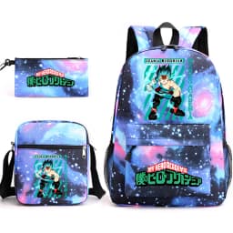 My Hero Academia Izuku Midoriya Print Student Backpack Casual Daypack Shoulder Bag Pencil Case 3pcs Set for Boys School Travel