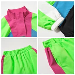 LOlanta 2Pcs Boys' Girls' Color Block Jacket Track Pants Sets Hip Hop Dance Patchwork Clothes Unisex Streetwear 5-16Years