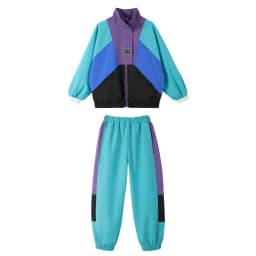 LOlanta 2Pcs Boys' Girls' Color Block Jacket Track Pants Sets Hip Hop Dance Patchwork Clothes Unisex Streetwear 5-16Years