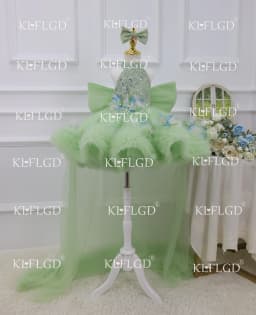 KLFLGD Artistic Photography Green Tulle Girls Party Tuxedo Pageant Dresses for Toddler Girls Kids Birthday Dresses