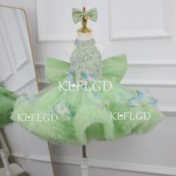 KLFLGD Artistic Photography Green Tulle Girls Party Tuxedo Pageant Dresses for Toddler Girls Kids Birthday Dresses