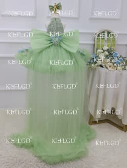 KLFLGD Artistic Photography Green Tulle Girls Party Tuxedo Pageant Dresses for Toddler Girls Kids Birthday Dresses