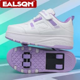 Ultra-Light 4-Wheel Roller Skates for Kids Boys Girls Removable Wheels 2-in-1 Walking Sneakers Sports Outdoor TrainerSize 31-42