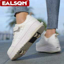 Ultra-Light 4-Wheel Roller Skates for Kids Boys Girls Removable Wheels 2-in-1 Walking Sneakers Sports Outdoor TrainerSize 31-42