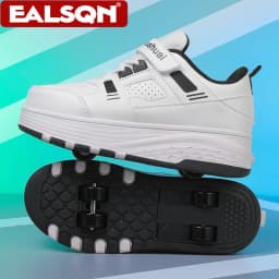 Ultra-Light 4-Wheel Roller Skates for Kids Boys Girls Removable Wheels 2-in-1 Walking Sneakers Sports Outdoor TrainerSize 31-42
