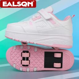 Ultra-Light 4-Wheel Roller Skates for Kids Boys Girls Removable Wheels 2-in-1 Walking Sneakers Sports Outdoor TrainerSize 31-42