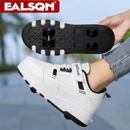 Ultra-Light 4-Wheel Roller Skates for Kids Boys Girls Removable Wheels 2-in-1 Walking Sneakers Sports Outdoor TrainerSize 31-42
