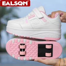 Ultra-Light 4-Wheel Roller Skates for Kids Boys Girls Removable Wheels 2-in-1 Walking Sneakers Sports Outdoor TrainerSize 31-42