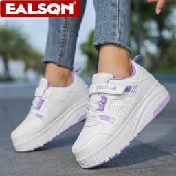 Ultra-Light 4-Wheel Roller Skates for Kids Boys Girls Removable Wheels 2-in-1 Walking Sneakers Sports Outdoor TrainerSize 31-42