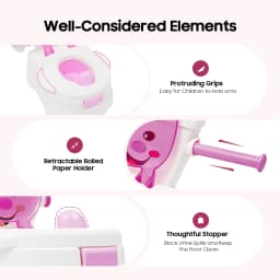 3-in-1 Children's Potty Training Toilet Simulation Smiling Face Kids Toilet with Toilet Paper Holder Removable Ergonomic Toilet