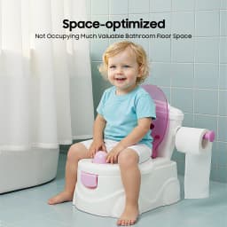 3-in-1 Children's Potty Training Toilet Simulation Smiling Face Kids Toilet with Toilet Paper Holder Removable Ergonomic Toilet