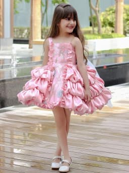 lolita princess dress for girls, summer bow, pink puffy cake dress for children, model fashion show and performance clothing