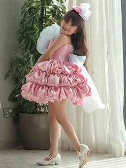 lolita princess dress for girls, summer bow, pink puffy cake dress for children, model fashion show and performance clothing