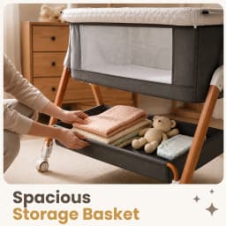 Baby Bassinet Bedside Sleeper with Diaper Changing Table, 3-in-1 Portable Baby Crib, Adjustable Height Cradle with Wheels