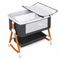 Baby Bassinet Bedside Sleeper with Diaper Changing Table, 3-in-1 Portable Baby Crib, Adjustable Height Cradle with Wheels