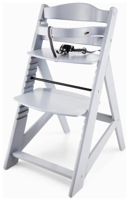 Moby-System Wooden Woody Adjustable High Chair for Children from 6 Months with Tray and Cushions Gray