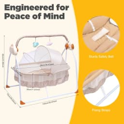 Electric Baby Cradle Intelligent Control Rocking Bluetooth Lullabies Foldable Portable 55lbs Capacity Breathable Mosquito Net