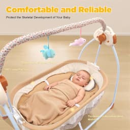Electric Baby Cradle Intelligent Control Rocking Bluetooth Lullabies Foldable Portable 55lbs Capacity Breathable Mosquito Net