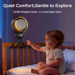 Mini Car Portable Stroller Fan,4-speed Quiet USB-C Rechargeable Baby Fan with Night Light, Baby Travel Essentials for Stroller