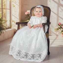 Baby Kids First Birthday Hundred Days Hat Two Piece Set Party Banquet Costume Christening Gown Children White Long Lace Dress