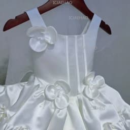 Children Girls Formal Summer Kids Sleeveless Square Neck Vest Dress Baby First Birthday Party Banquet Princess 3D Floral Gown