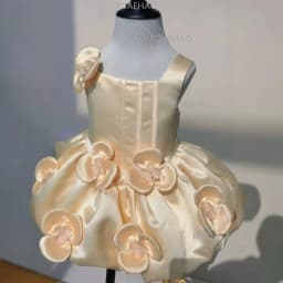 Children Girls Formal Summer Kids Sleeveless Square Neck Vest Dress Baby First Birthday Party Banquet Princess 3D Floral Gown