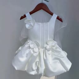 Children Girls Formal Summer Kids Sleeveless Square Neck Vest Dress Baby First Birthday Party Banquet Princess 3D Floral Gown