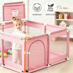 Baby Playpen, 128 X128cm Playpen for Toddlers, Indoor Outdoor Children's Activity Center, Safety Play Yard with Breathable Mesh