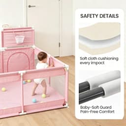Baby Playpen, 128 X128cm Playpen for Toddlers, Indoor Outdoor Children's Activity Center, Safety Play Yard with Breathable Mesh