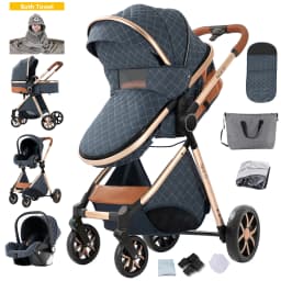 Baby Stroller Four-Wheel Baby Stroller Baby Accessories Newborn Stroller 3 in 1 Light Weight Baby Stroller Newborn Pram Carriage