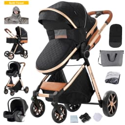 Baby Stroller Four-Wheel Baby Stroller Baby Accessories Newborn Stroller 3 in 1 Light Weight Baby Stroller Newborn Pram Carriage