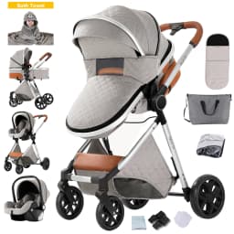 Baby Stroller Four-Wheel Baby Stroller Baby Accessories Newborn Stroller 3 in 1 Light Weight Baby Stroller Newborn Pram Carriage