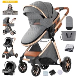 Baby Stroller Four-Wheel Baby Stroller Baby Accessories Newborn Stroller 3 in 1 Light Weight Baby Stroller Newborn Pram Carriage
