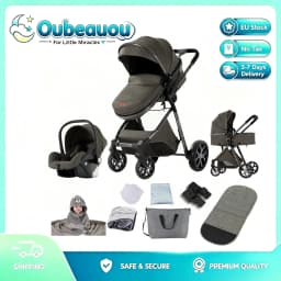 Baby Stroller Four-Wheel Baby Stroller Baby Accessories Newborn Stroller 3 in 1 Light Weight Baby Stroller Newborn Pram Carriage