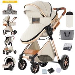 Baby Stroller Four-Wheel Baby Stroller Baby Accessories Newborn Stroller 3 in 1 Light Weight Baby Stroller Newborn Pram Carriage