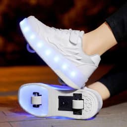 One-Click Retractable LED Light Up Roller Shoes, Breathable Skate Sneakers for Kids, Teens, Boys & Girls