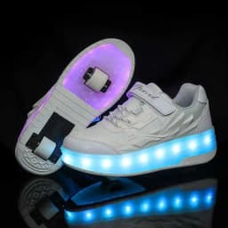 One-Click Retractable LED Light Up Roller Shoes, Breathable Skate Sneakers for Kids, Teens, Boys & Girls