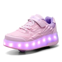 One-Click Retractable LED Light Up Roller Shoes, Breathable Skate Sneakers for Kids, Teens, Boys & Girls
