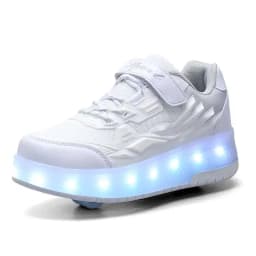 One-Click Retractable LED Light Up Roller Shoes, Breathable Skate Sneakers for Kids, Teens, Boys & Girls