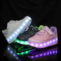 One-Click Retractable LED Light Up Roller Shoes, Breathable Skate Sneakers for Kids, Teens, Boys & Girls