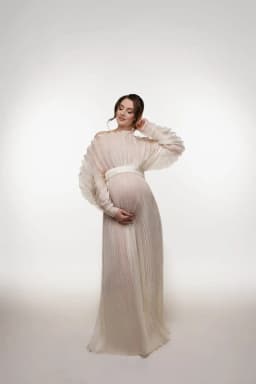 2025 Custom Color Organza Pleated Maternity Dress for Photoshoot Plus Size Pregnancy Photography Gown Baby Shower Dress YEWEN