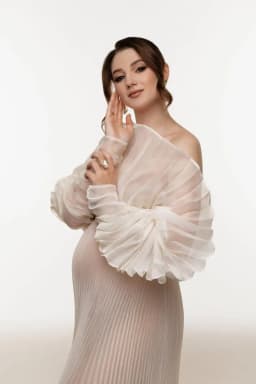 2025 Custom Color Organza Pleated Maternity Dress for Photoshoot Plus Size Pregnancy Photography Gown Baby Shower Dress YEWEN