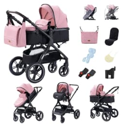 2026 New 3 in 1 Travel System Baby Stroller One‑Hand Fold Lightweight Space‑Saving Frame Breathable Fabric Oversized Canopy Soft Newborn Cushion Shock‑Absorbing Wheels for City & Outdoor Use