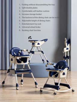Foldable Reclining Baby Dining Table Set Multifunctional Adjustable Height Children's Seat with Dinner Chairs for Kids