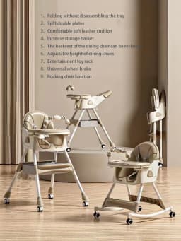 Foldable Reclining Baby Dining Table Set Multifunctional Adjustable Height Children's Seat with Dinner Chairs for Kids