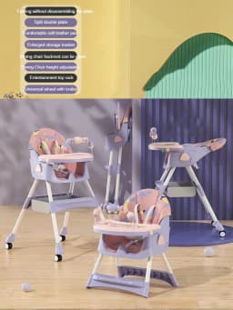 Foldable Reclining Baby Dining Table Set Multifunctional Adjustable Height Children's Seat with Dinner Chairs for Kids